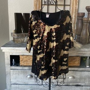 Cami Sequin Short Sleeve Cold Shoulder Top XL